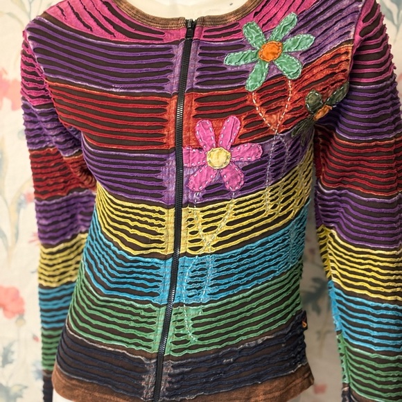 Vintage multicolour Cardigan with Floral Embellishments - Picture 4 of 11
